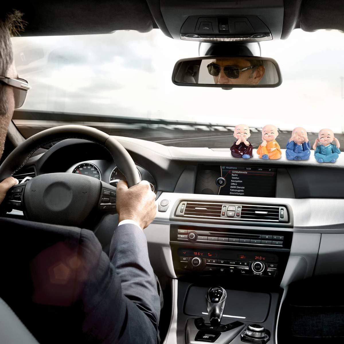 Elegant Buddha Monk Car Showpiece (4 Piece)